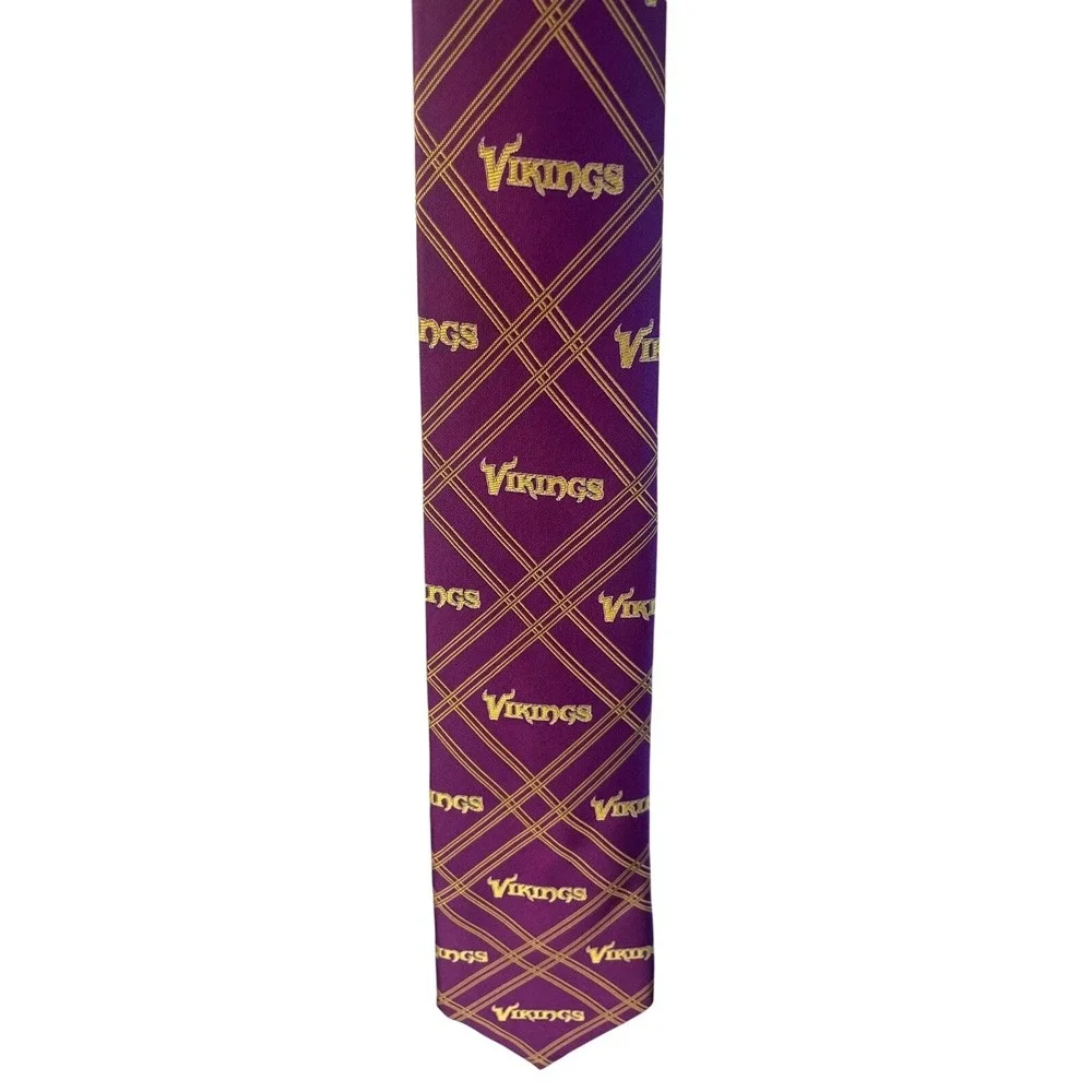Minnesota Vikings NFL Football Purple‎ Gold Plaid Necktie Mens Logo Fan Gear